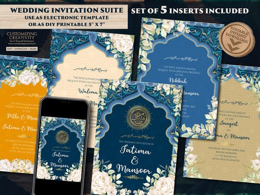 Muslim Wedding Invitation Islamic & Nikkah Invitation, Walima Wedding Invitation as Digital Nikah Invite, Muslim Wedding invite Pakistani