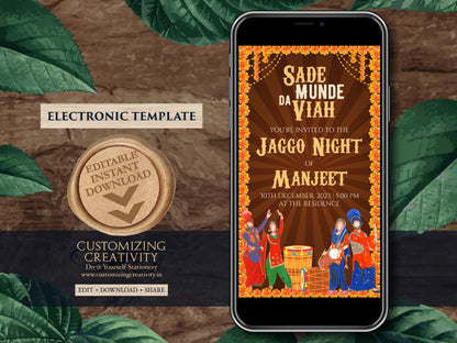 Digital Jaggo cards, Jaggo invite as Jaggo invitations, Jago invitation Digital as Jago invites, Jaggo Night invites as Jaggo Wedding invite