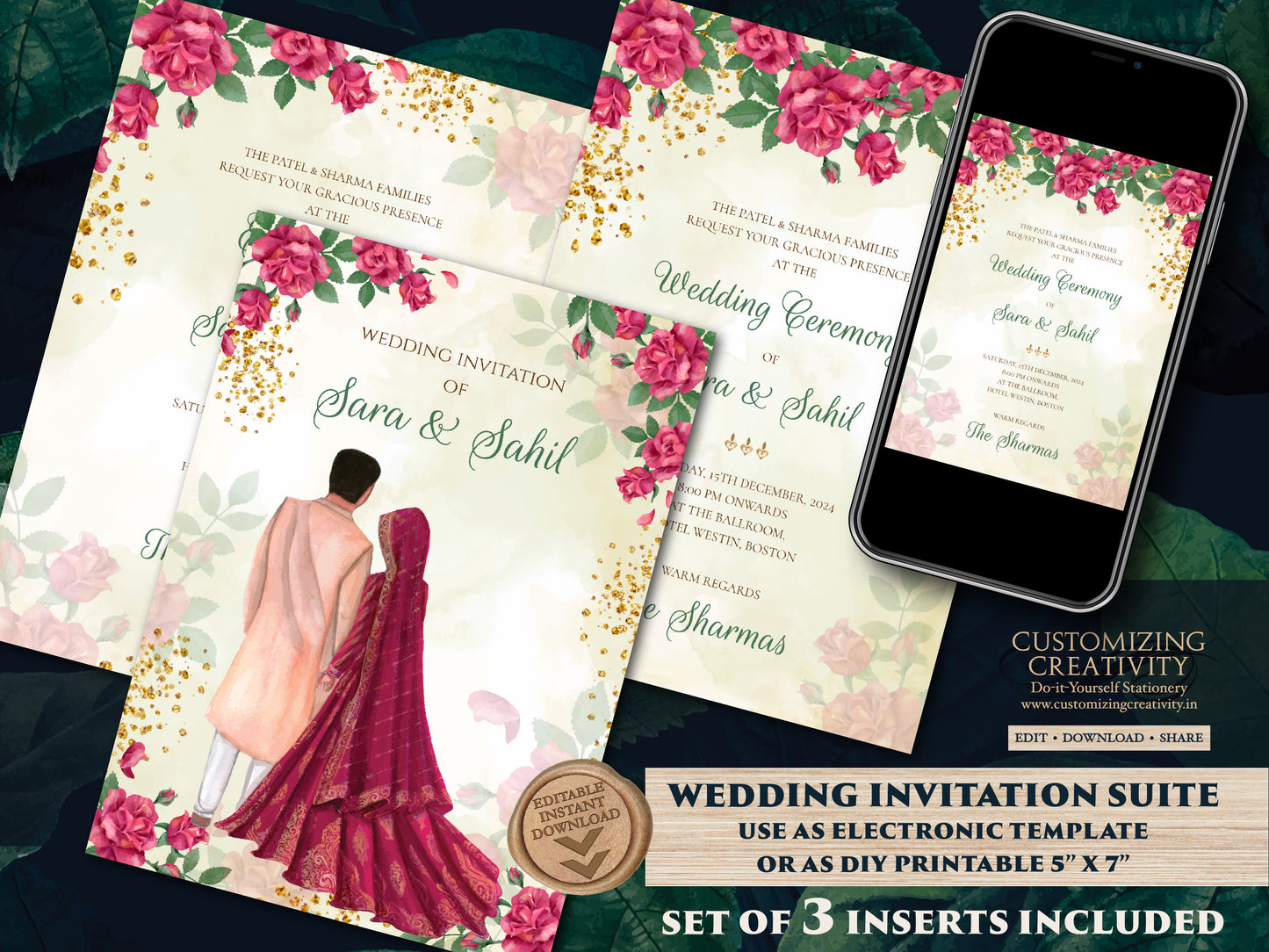 Hindu invitation & Hindu Wedding Invitation, Indian wedding card as Indian Wedding invite, Indian wedding invitation Wedding invite Indian
