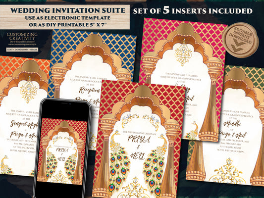 Peacock Invitations as Wedding cards Indian, Hindu Wedding invites Peacock & Hindu invitation electronic Indian digital wedding card Peacock