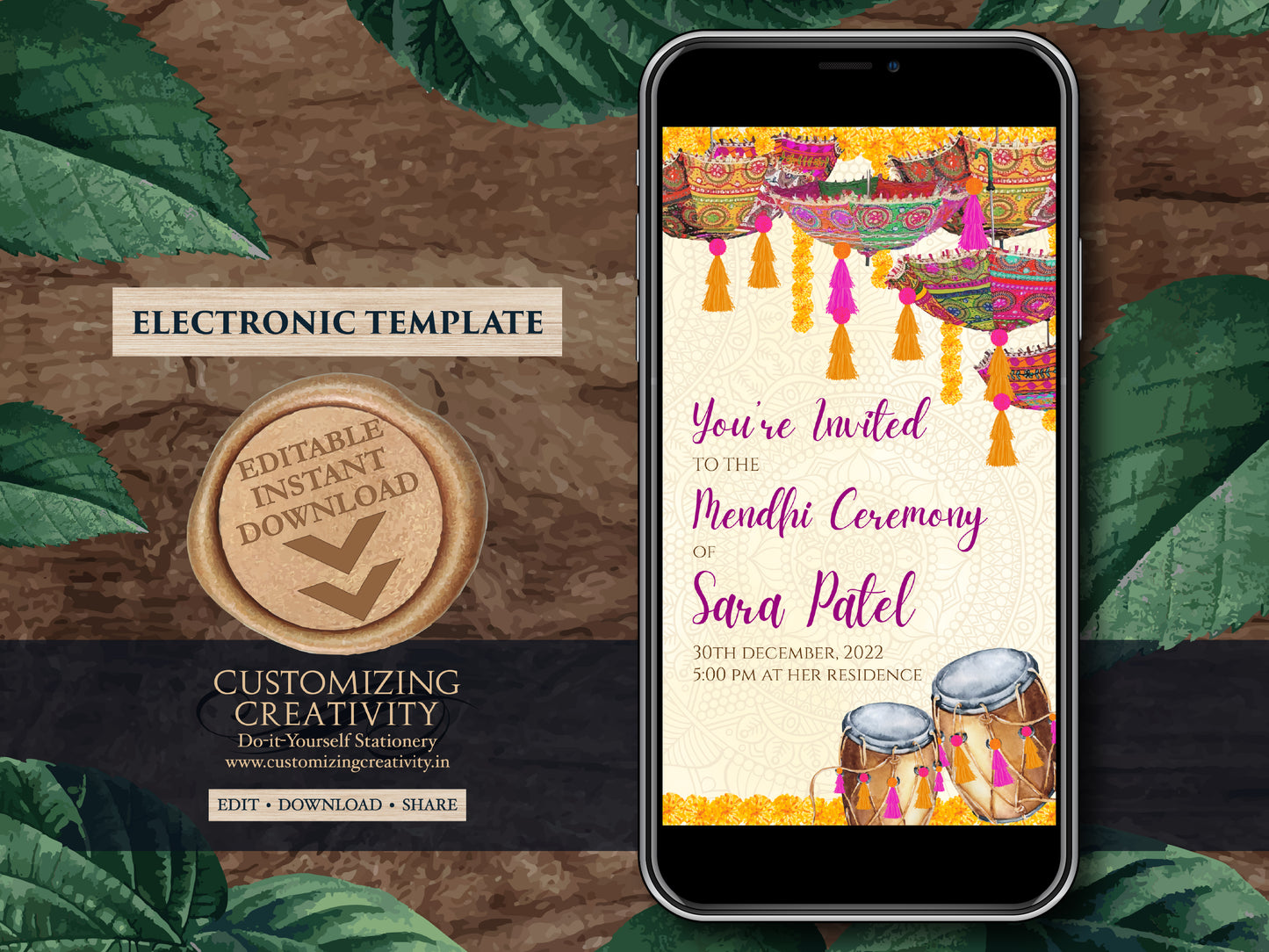 Henna Party invites Mehndi Invites, Mendhi Night invites & Digital Mehndi invites, Mehendi invitations, Mehndi invitations as Mendhi invites
