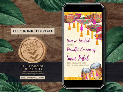 Henna Party invites Mehndi Invites, Mendhi Night invites & Digital Mehndi invites, Mehendi invitations, Mehndi invitations as Mendhi invites