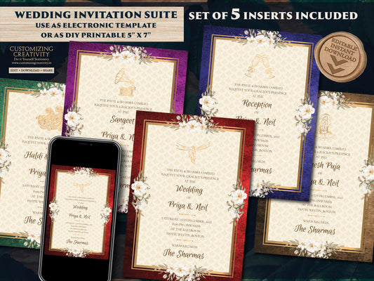Indian invitation Digital wedding card & Indian Invite, Gujarati Wedding invites as Hindu Wedding card Gujrati, Gujarati kankotri invitation
