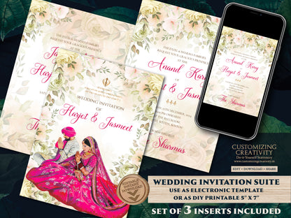Anand Karaj invites as Sikh Invites, Punjabi invitations as Punjabi invites, Anand Karaj cards & Sikh invitations, Anand Karaj invitations