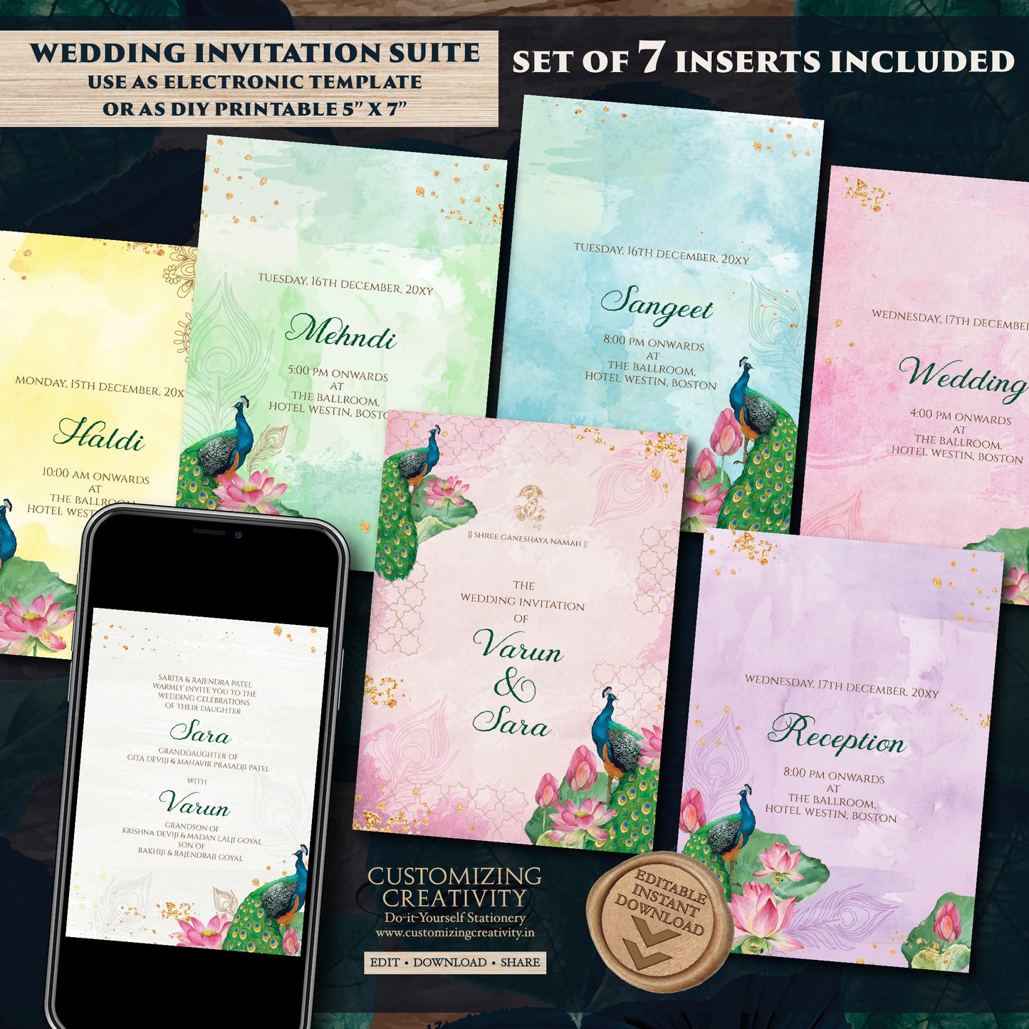 Indian Wedding invitation Digital Hindu Wedding card, Indian wedding invite Gujarati Kankotri & Hindu invitation as Hindu wedding invite
