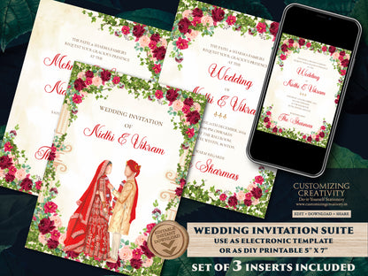 Hindu invitations & Hindu Wedding cards, Indian wedding card as Indian Wedding invite, Indian wedding invitation as Wedding invite Indian