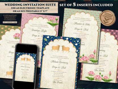 Indian invitation Hindu wedding card, Gujarati Kankotri invites & Indian Wedding Invitations as Hindu invites Indian, Wedding invites Indian