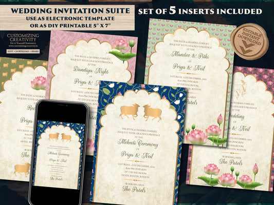 Indian invitation Hindu wedding card, Gujarati Kankotri invites & Indian Wedding Invitations as Hindu invites Indian, Wedding invites Indian