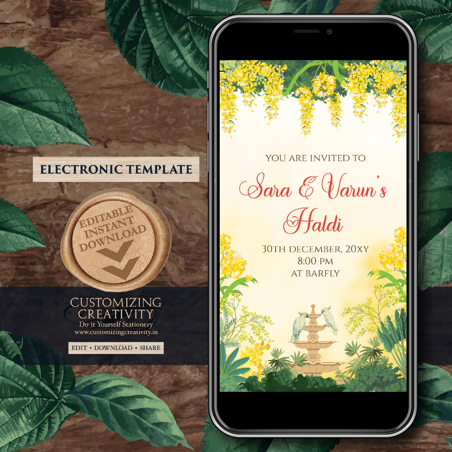 Digital Haldi invitations Haldi invites, Mayoun invitations & Mehndi invitations, Digital Mayoun invites as Dholki invitations Mehndi invite