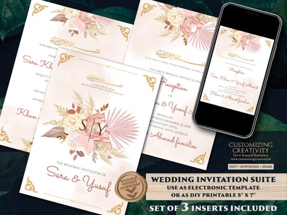 Nikkah invitation & Pakistani Wedding invite Muslim, Muslim wedding cards Islamic as Nikkah cards, Digital Muslim Wedding Invitation Islamic