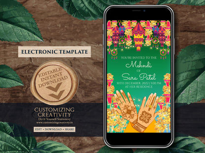 Mendhi Night invites as Mehendi invites, Mehendi invitations, Dholki invites as Mehndi invitations, Digital Mehndi invites & Mehndi Invites