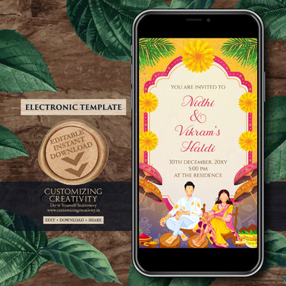 Haldi invites Digital Haldi invitations, Mayoun invitations & Mehndi invitations, Digital Mayoun invites as Dholki invitations Mehndi invite