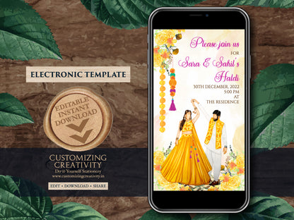 Holud invites as Pithi cards, Haldi invitations & Pithi Invites, Haldi invite card as Pithi invitations, Gaye Holud invitation as Haldi card