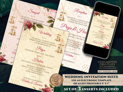 Garden Wedding Invite Indian & Sikh Wedding invitation as Punjabi invitations Wedding, Electronic Hindu Wedding Card Digital invitations DIY