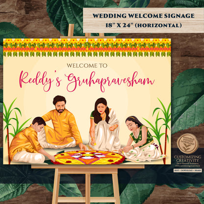 Indian Housewarming sign Grihapravesh Welcome signs, Gruhapravesam Welcome sign & Gruhapravesam signs, Indian Housewarming welcome signs