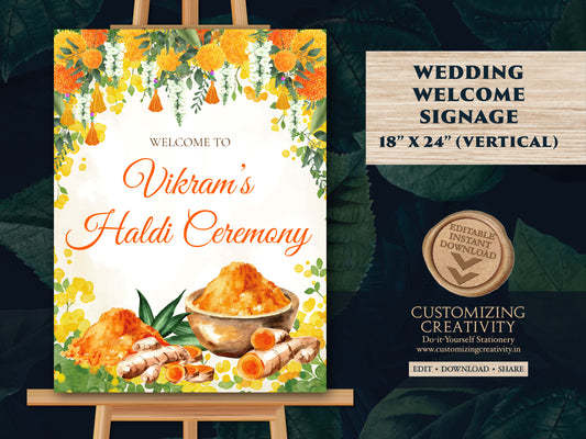 Groom Haldi Signs & Haldi Signs, Pithi signages as Haldi Welcome Signs, Welcome to Haldi Signs as Wedding Haldi decor sign, Haldi decoration