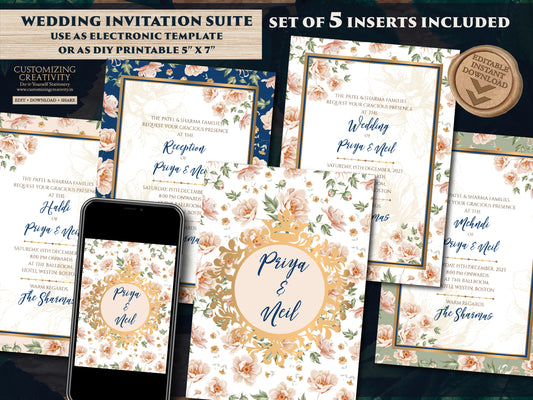 Hindu Wedding invitations as Hindu Wedding cards Indian, Indian Wedding cards Digital, Floral Indian invites & Indian Invitations Digital