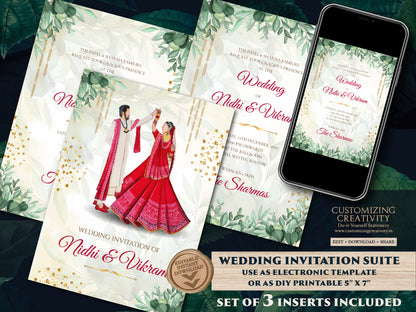 Indian wedding card as Indian Wedding invite, Indian wedding invitation Wedding invite Indian, Hindu invitation & Hindu Wedding Invitation