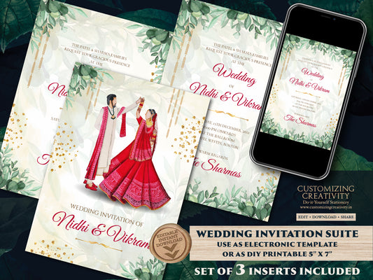 Indian wedding card as Indian Wedding invite, Indian wedding invitation Wedding invite Indian, Hindu invitation & Hindu Wedding Invitation