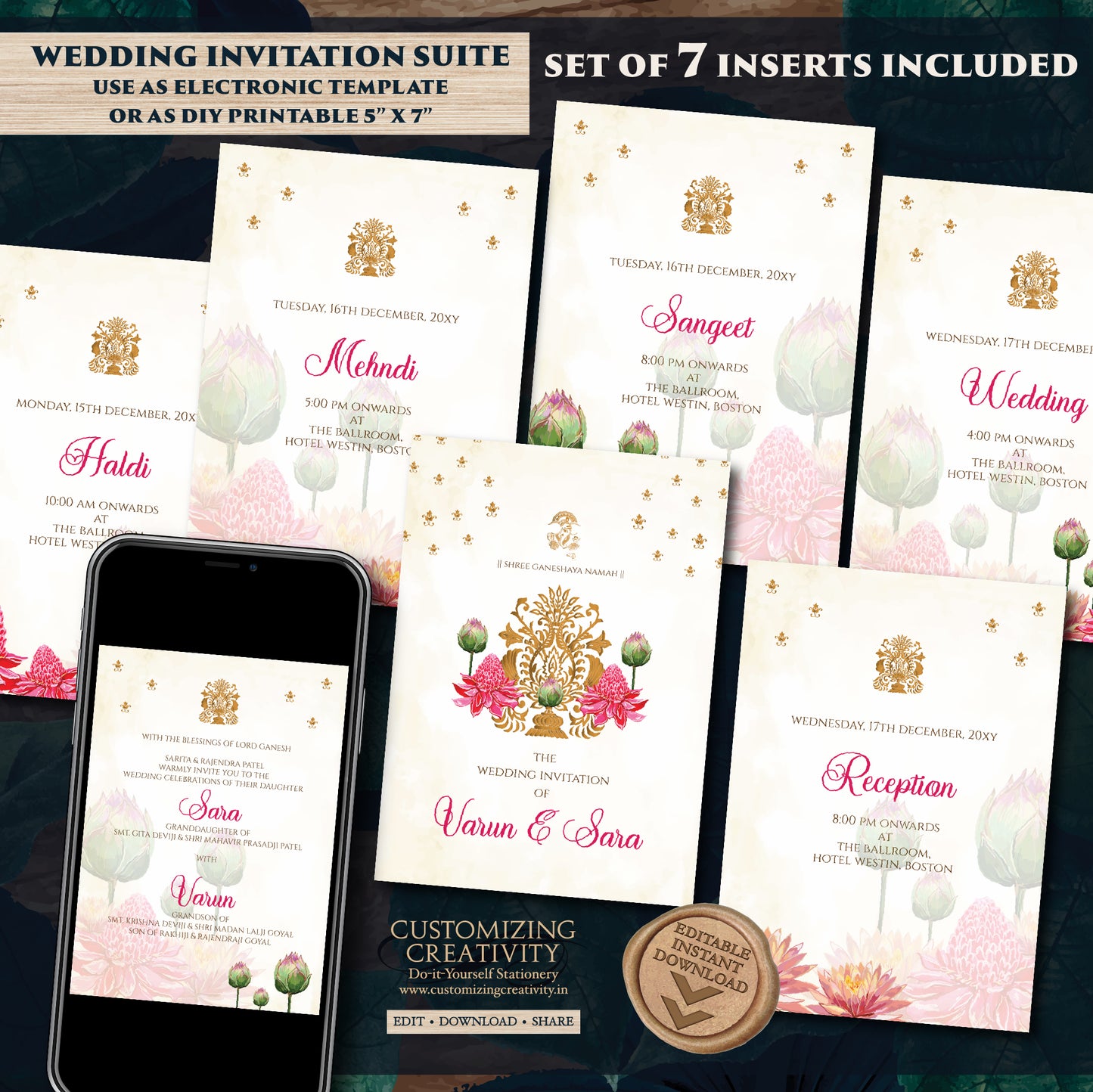 Indian wedding invite Gujarati Kankotri, Hindu invitation as Digital Hindu Wedding card Indian Wedding invitation, Hindu wedding invitation