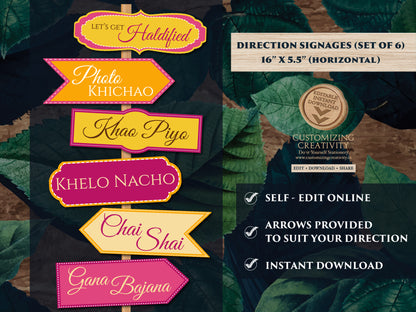 Haldi decor signs & Haldi Signs, Mehendi decor as Mehndi decor sign, Mehndi Welcome signs as Dholki decor, Sangeet decor as Haldi decoration