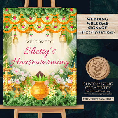 Gruhapravesam Welcome sign Indian Housewarming welcome signs, Gruhapravesham signs, Grihapravesh Welcome signs & Indian Housewarming sign