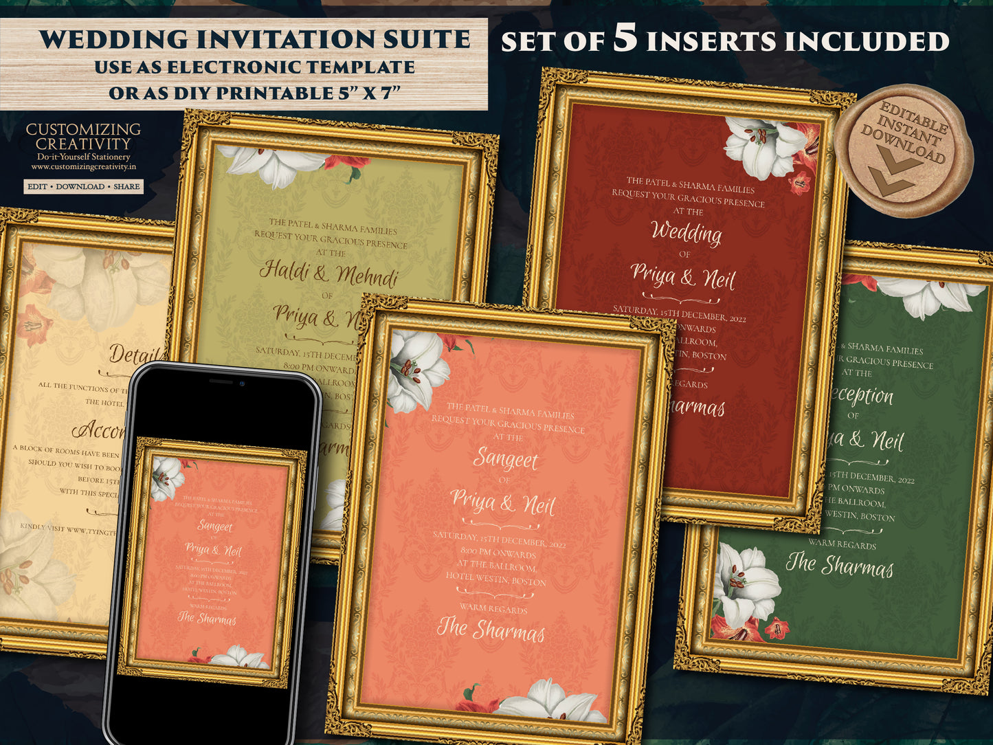 Indian wedding card & Digital Indian Invitations, Indian Wedding invites as Desi Wedding card Indian invites, Hindu invitations Electronic