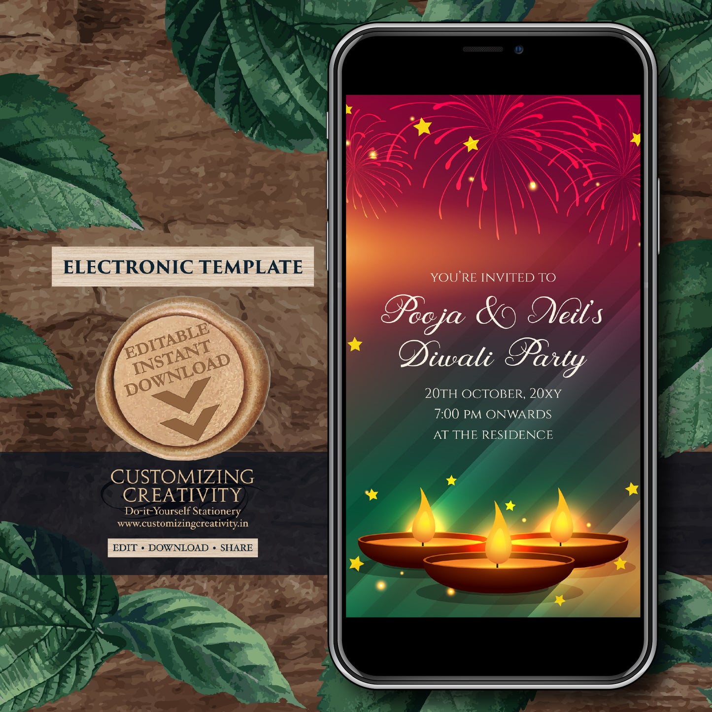 Happy Diwali invite Digital Diwali Party invitation, Diwali invitations Diwali invite as Diwali Dinner invites, Happy Diwali greeting invite
