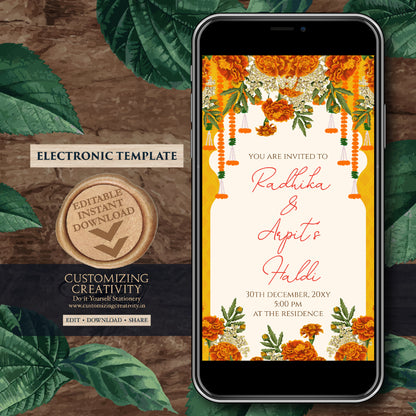 Wedding Haldi invitation Digital Haldi invites, Mayoun invitations & Mehndi invitations, Digital Mayoun invites as Dholki invitations Mehndi