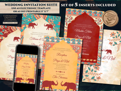 Elephant Wedding invites Sikh & Elephant invitations Indian, Sikh invitations Anand Karaj Wedding cards as Indian Wedding cards Elephants