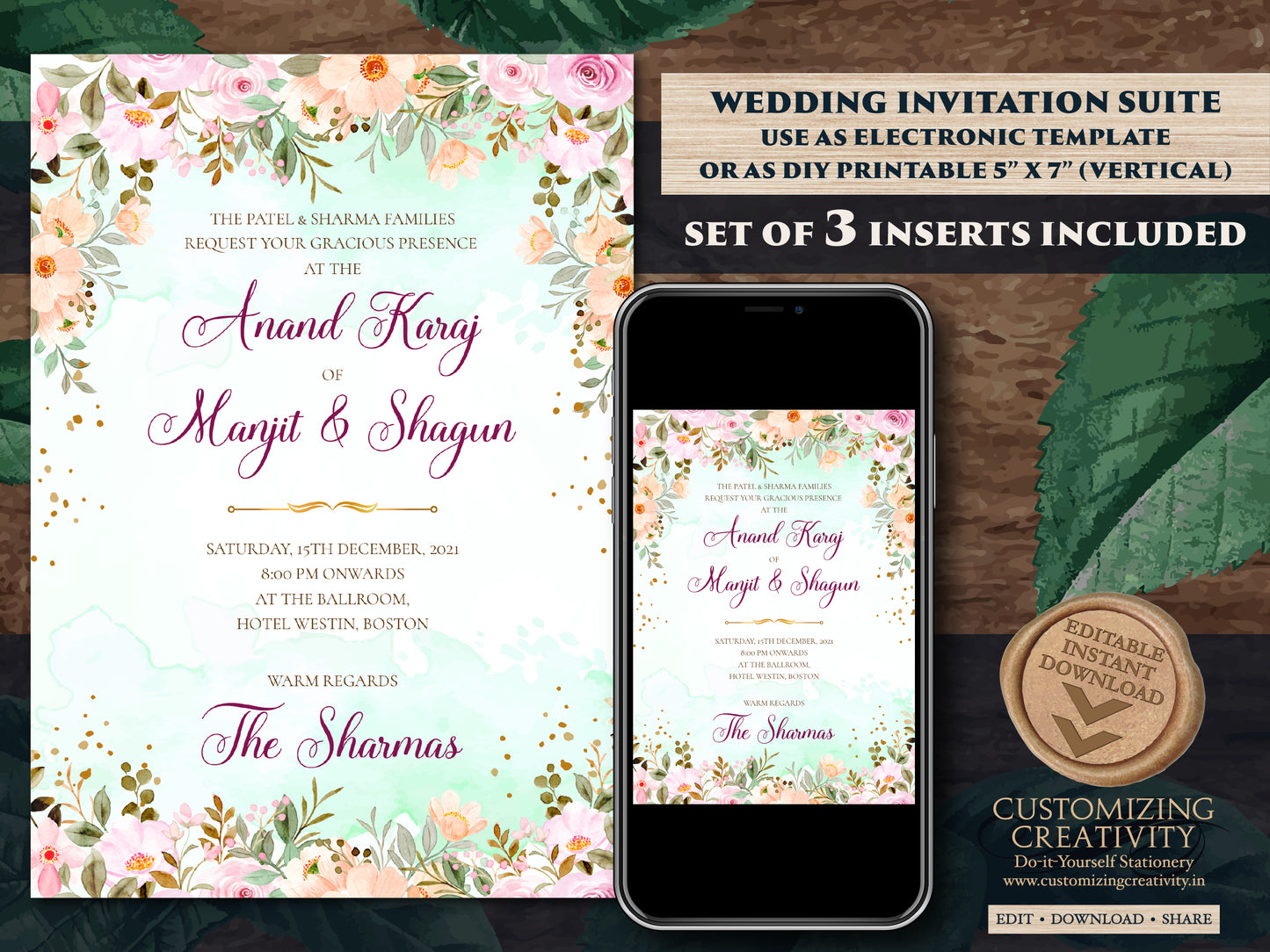 Anand Karaj cards & Sikh invitations, Anand Karaj invites as Punjabi invitations, Sikh Invites as Punjabi invites, Anand Karaj invitations