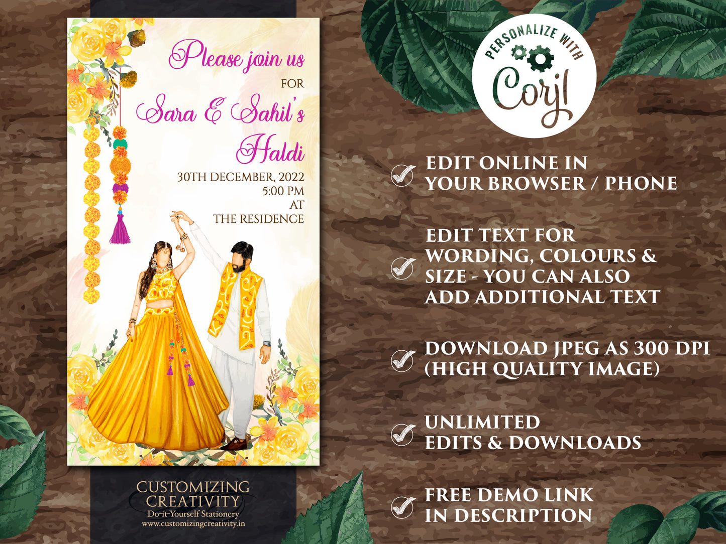 Holud invites as Pithi cards, Haldi invitations & Pithi Invites, Haldi invite card as Pithi invitations, Gaye Holud invitation as Haldi card