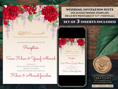Muslim wedding cards Islamic as Nikkah cards, Digital Muslim Wedding Invitation Islamic, Nikkah invitation & Pakistani Wedding invite Muslim