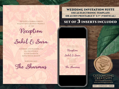 Digital Hindu Wedding Invitation Indian invite, Indian Wedding cards & Indian wedding invitation, Hindu wedding card as Hindu Wedding invite