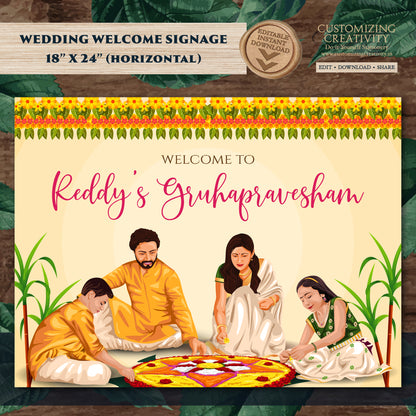 Indian Housewarming sign Grihapravesh Welcome signs, Gruhapravesam Welcome sign & Gruhapravesam signs, Indian Housewarming welcome signs