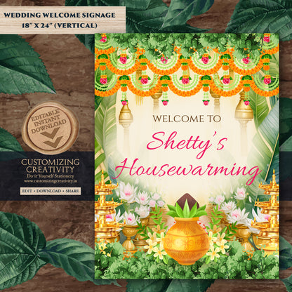 Gruhapravesam Welcome sign Indian Housewarming welcome signs, Gruhapravesham signs, Grihapravesh Welcome signs & Indian Housewarming sign