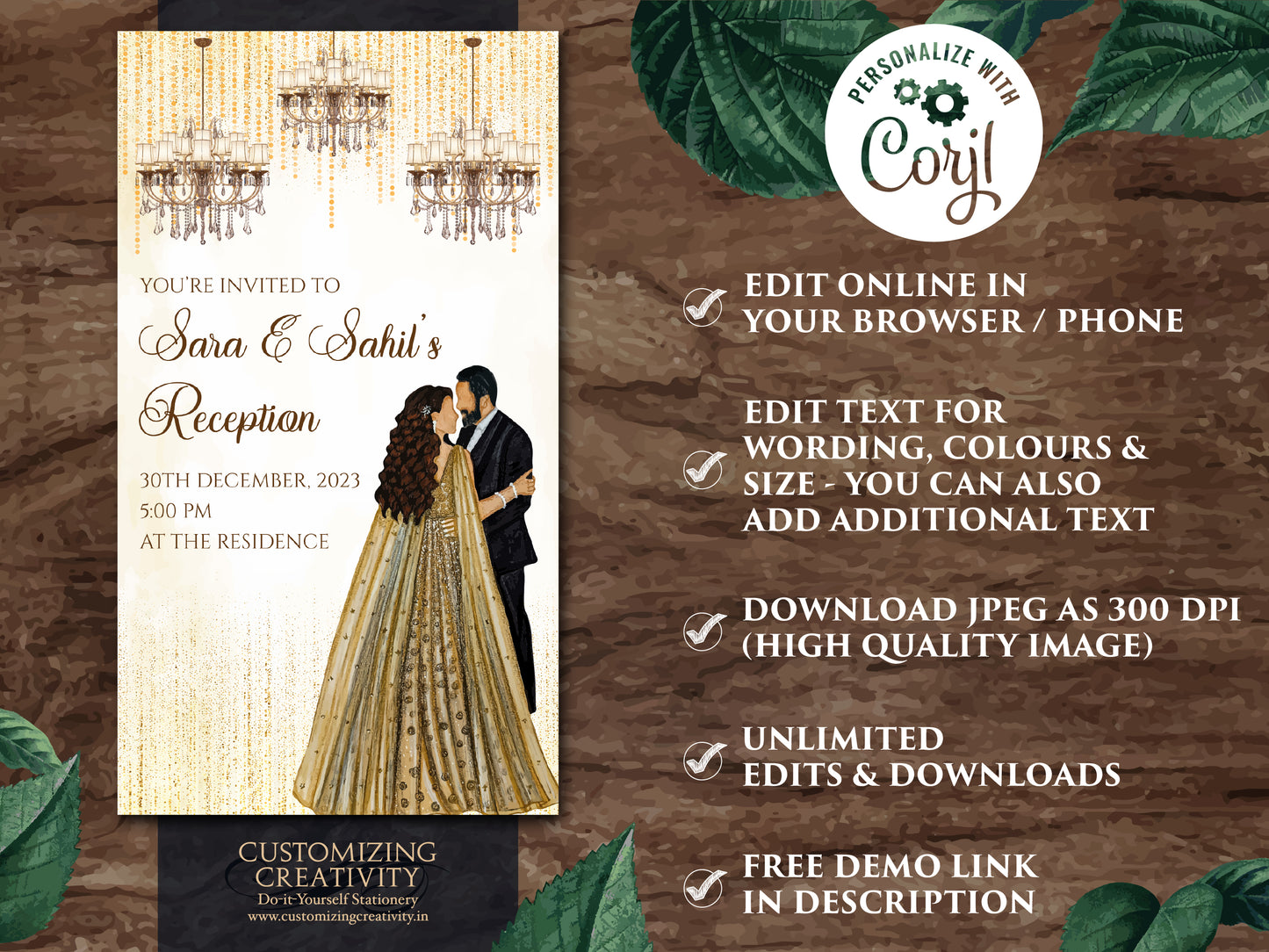 Reception invites & Digital Reception card, Indian Reception invitation as Indian Wedding card, Indian invitations as Indian Wedding invites