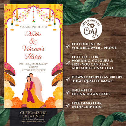 Haldi invitations Digital Haldi invites, Mayoun invitations & Mehndi invitations, Digital Mayoun invites as Dholki invitations Mehndi invite