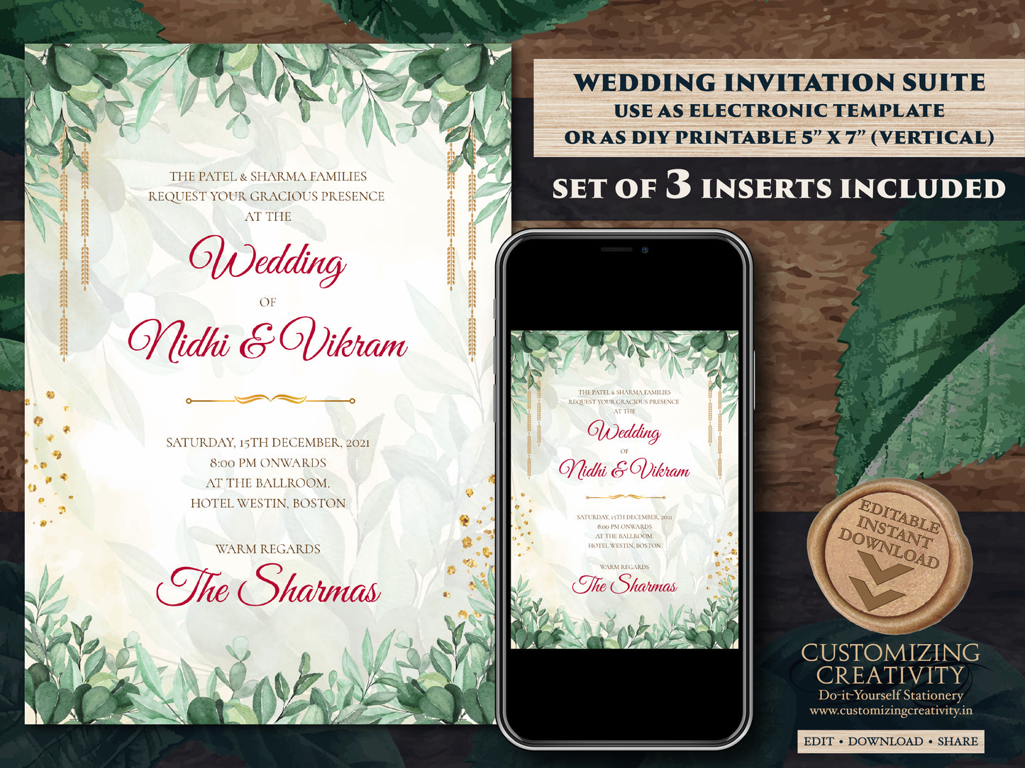 Indian wedding card as Indian Wedding invite, Indian wedding invitation Wedding invite Indian, Hindu invitation & Hindu Wedding Invitation