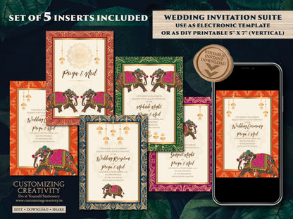 Indian Invitations as Elephant Wedding cards Floral, Wedding invites Elephant & Indian Wedding invitation Hindu wedding card, Indian Invites