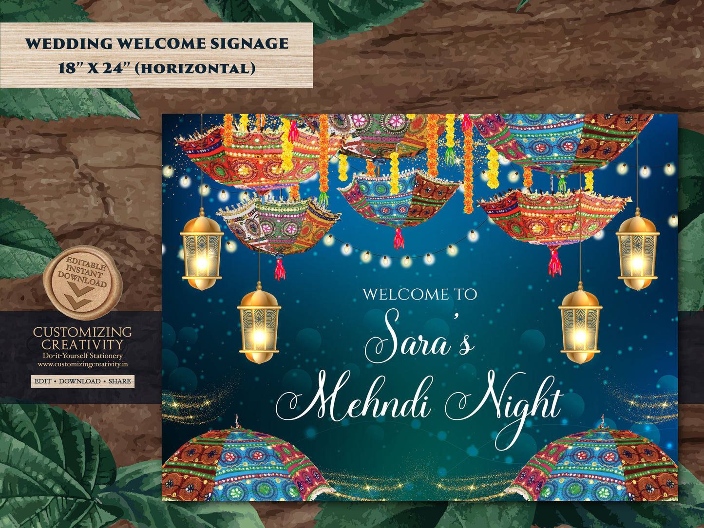 Mehndi Decor Signs as Mehndi Signs, Mendhi Umbrella decor as Mehendi decor, Mendhi poster, Mehndi Welcome signs & Mendhi decor sign Umbrella