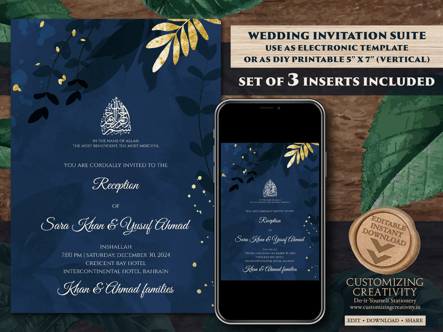 Nikkah invitation Pakistani Wedding invite Muslim, Digital Nikkah cards & Muslim Wedding Invitation Islamic, Muslim wedding cards Islamic