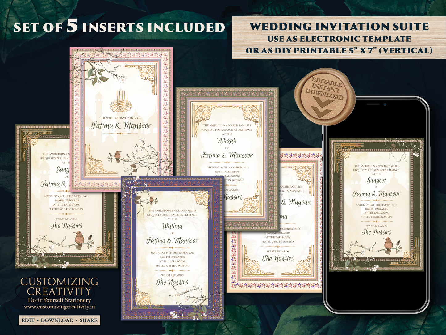 Muslim Wedding Invite Shaadi as lslamic Digital invites Wedding, Wedding invitation Muslim & Islamic invitations Muslim invitations Nikkah