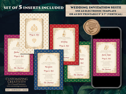 Indian Wedding Digital Invite as Indian Wedding invitation card Hindu, Indian invite template & Indian invitations Hindu Wedding card Indian