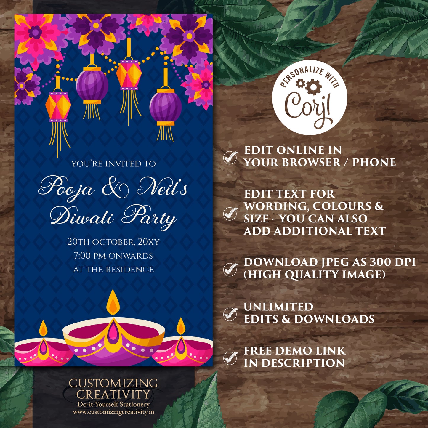 Happy Diwali card greeting as Diwali Evite template, Diwali party invite Digital Diwali invitations, Diwali party invitation & Diwali invite
