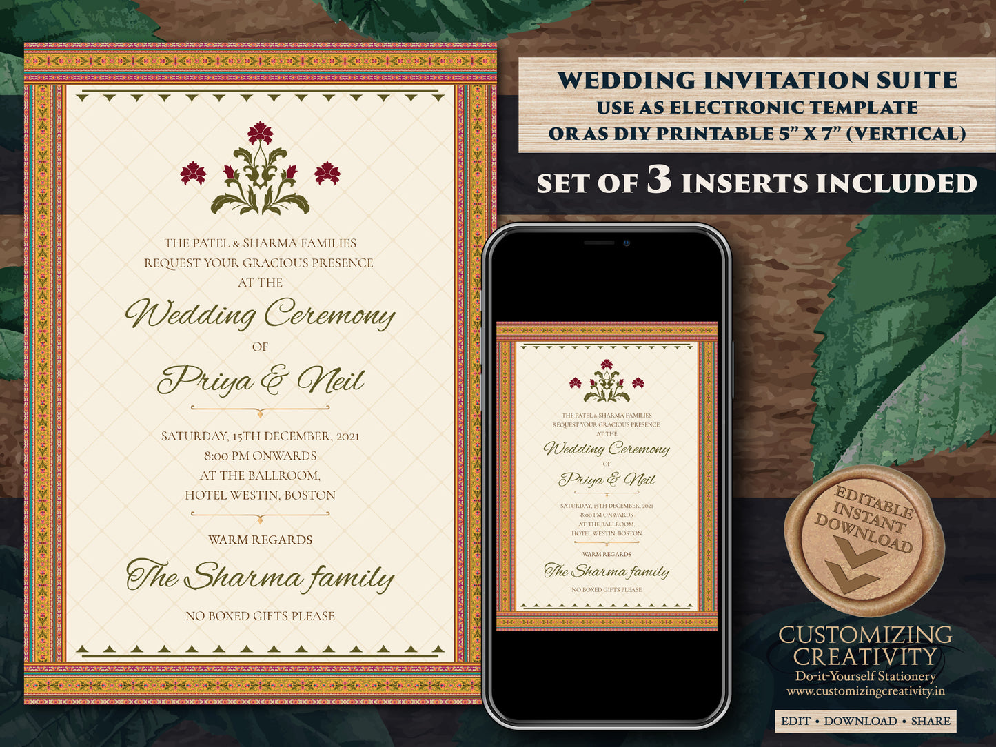 Indian Wedding Invitations as Hindu Wedding card, Hindu invitations Wedding as Royal Wedding invite, Indian Invitation for Hindu Weddings