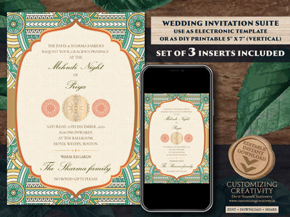 Mandala invitations Wedding as Indian invites Mandala, Indian Wedding cards as Hindu Wedding Invite Mandala, Ivory & Gold Invitations Indian
