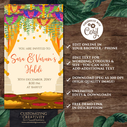 Pithi invitations Mayoun invitations, Haldi invites Digital Haldi invitations & Mehndi invitations, Digital Mayoun invites as Pithi invites