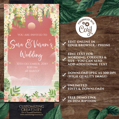 Digital Indian invitation Indian wedding card, Hindu Wedding invite & Indian wedding invite as Hindu Wedding cards Indian Wedding invitation
