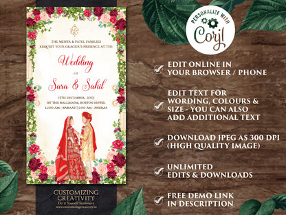 Digital Indian Wedding cards & Indian invitations, Indian Wedding invites as Hindu Wedding cards, Hindu invitations as Hindu wedding invites